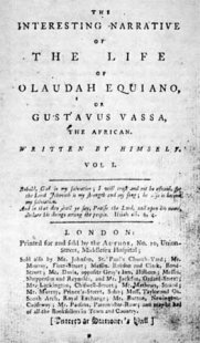 “Interesting Narrative of the Life of Olaudah Equiano; or, Gustavus Vassa, the African, Written by Himself, The”: title page from first edition [Credit: ]